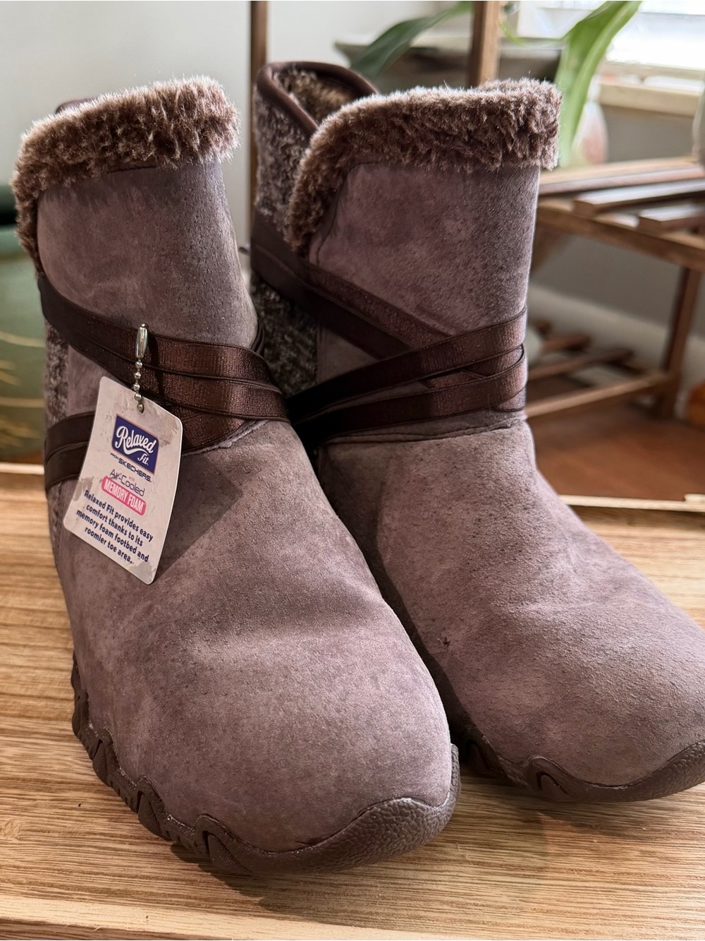 Skechers Relaxed Fit Air-Cooled Memory Foam Boots Charcoal Gray / Brown Sz 9 - Picture 5 of 6